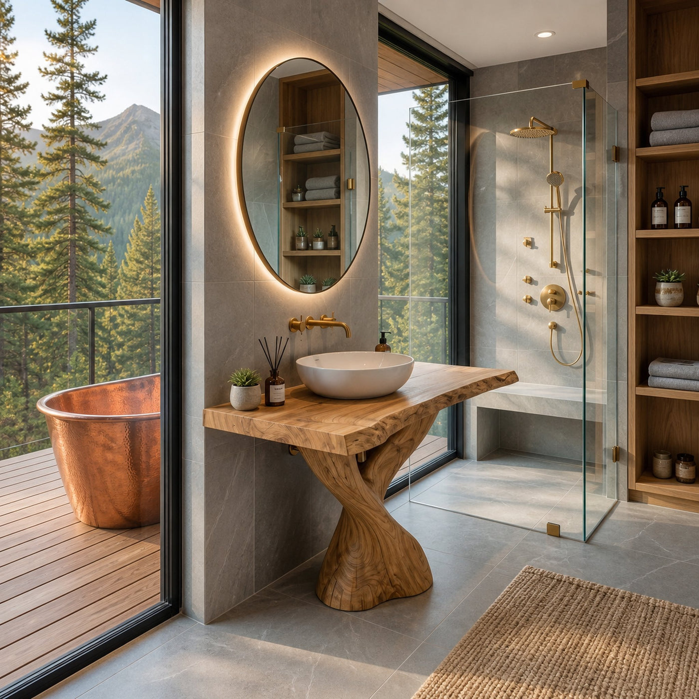 Modern Bathroom Vanity With Twisted Base For Spa Bath - product view 5