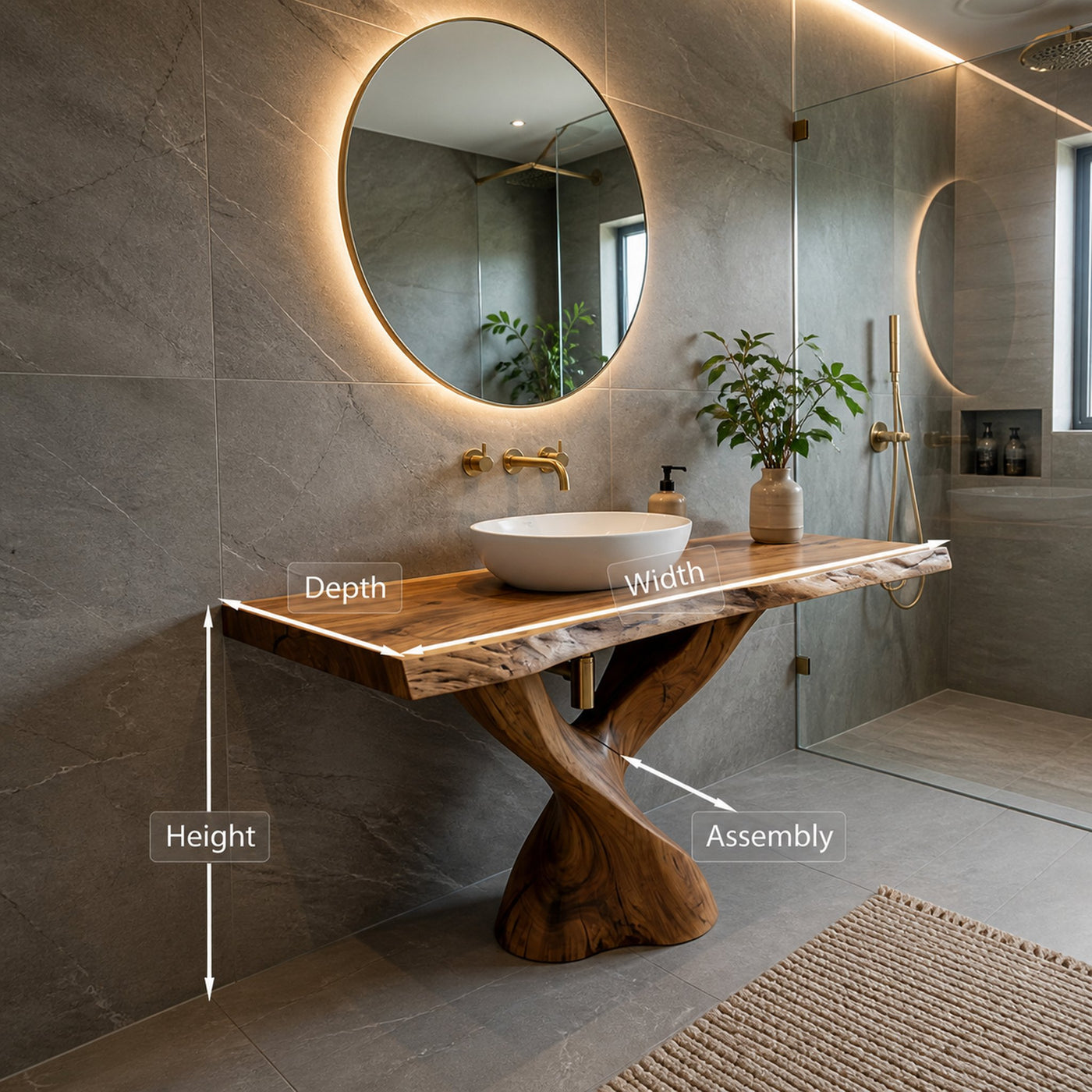 Modern Bathroom Vanity With Twisted Base For Spa Bath - product view 8