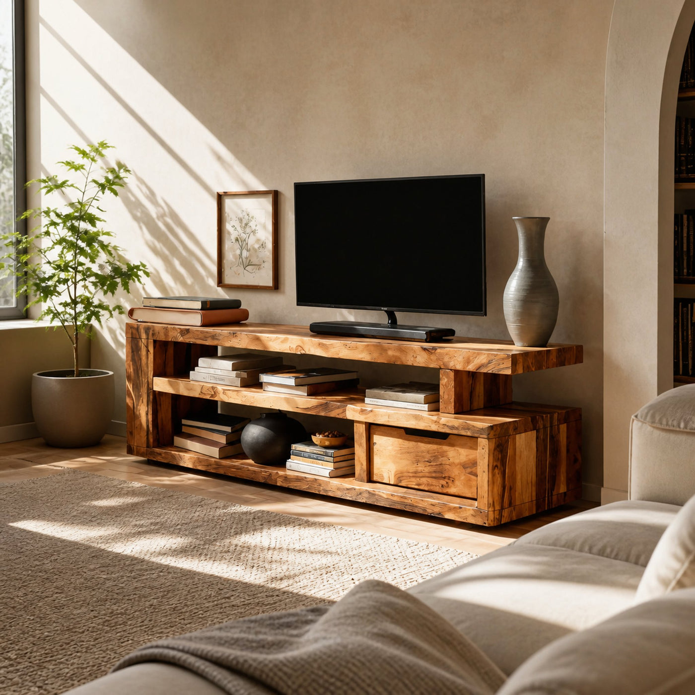 Modern Console Storage Stand For Living Room