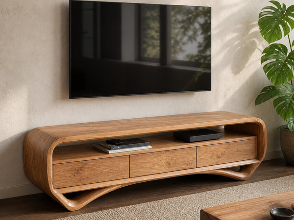 Modern Curved TV Shelf For Living Room Decor