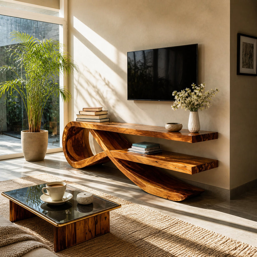 Modern Curved TV Stand For Living Room