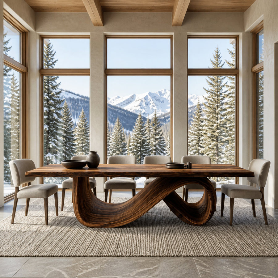 Modern Dining Table With Infinity Curve Base For Luxury Dining