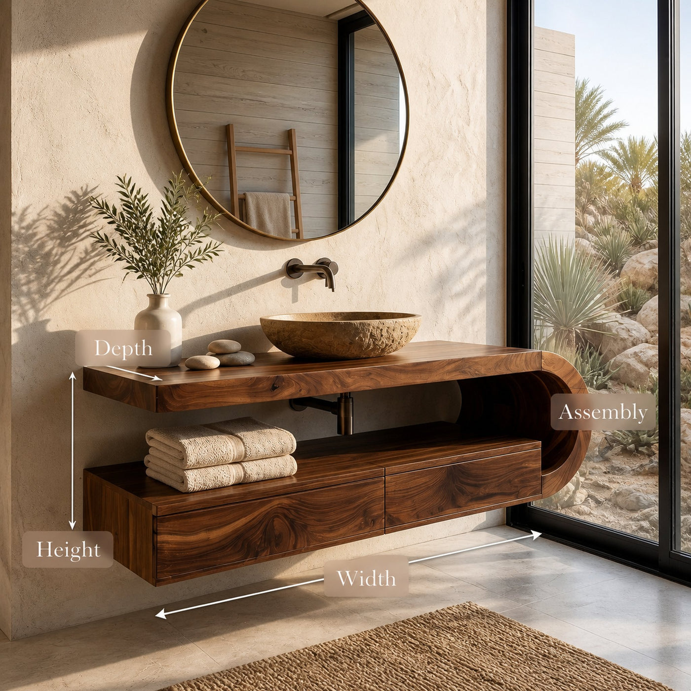 Modern Floating Bathroom Vanity With Curved Frame For Bathroom - product view 8