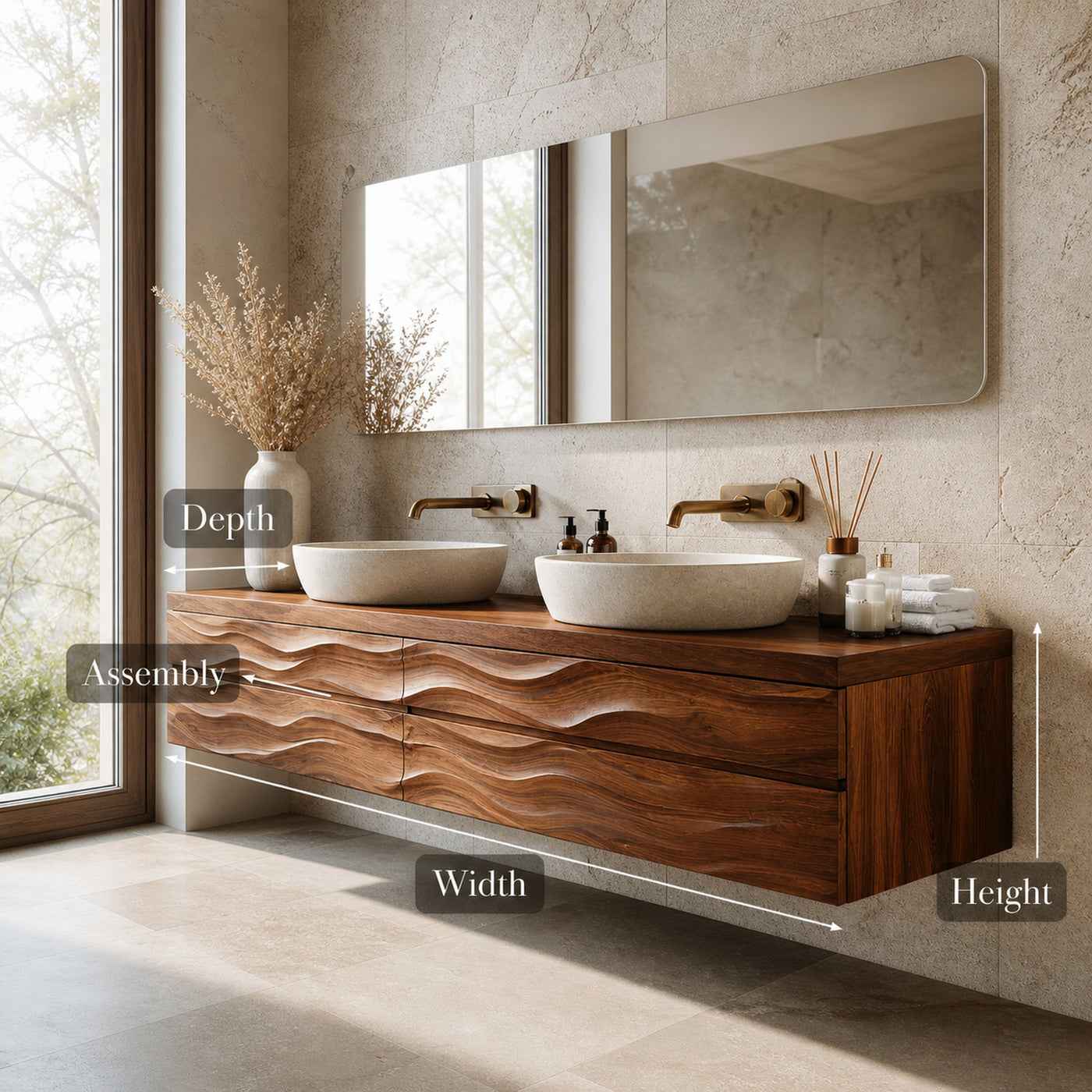 Modern Floating Bathroom Vanity With Wave Texture For Bathroom - product view 8