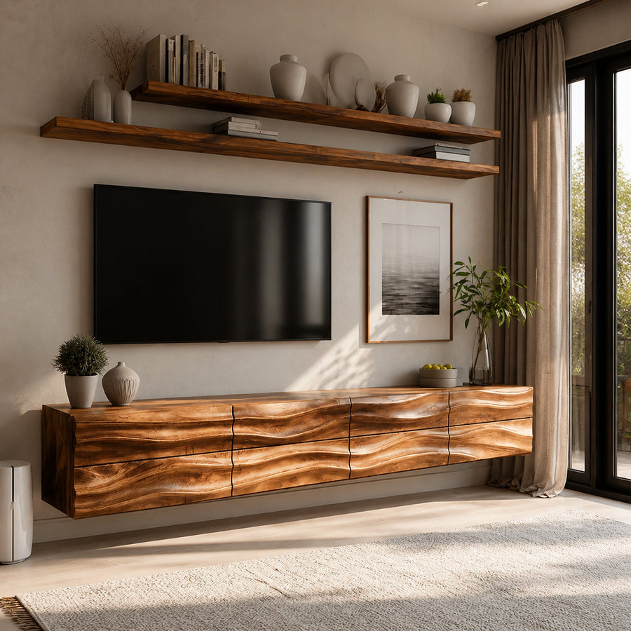 Modern Floating TV Console With Drawers For Living Room
