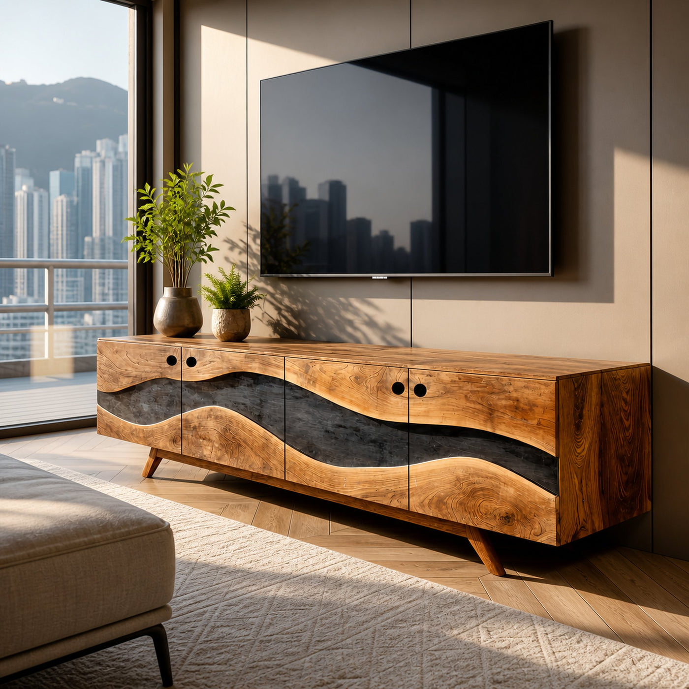 Modern Live Edge TV Cabinet For Entryway Design - product view 2