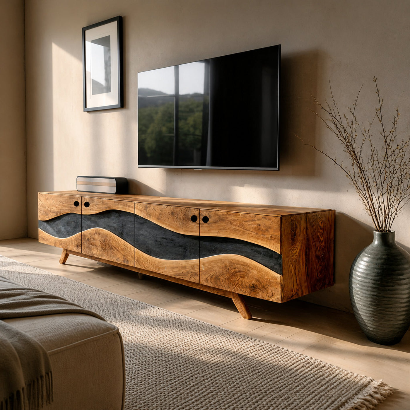 Modern Live Edge TV Cabinet For Entryway Design - product view 3