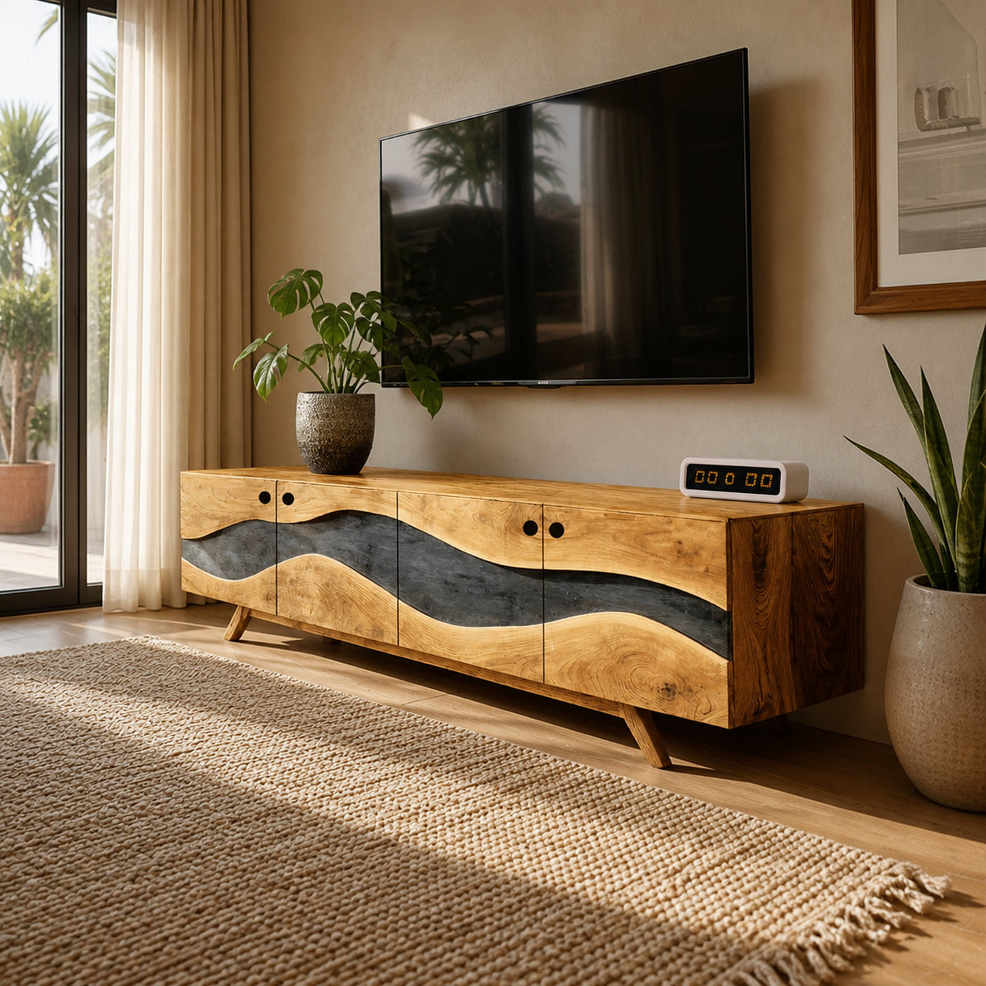 Modern Live Edge TV Cabinet For Entryway Design - product view 4