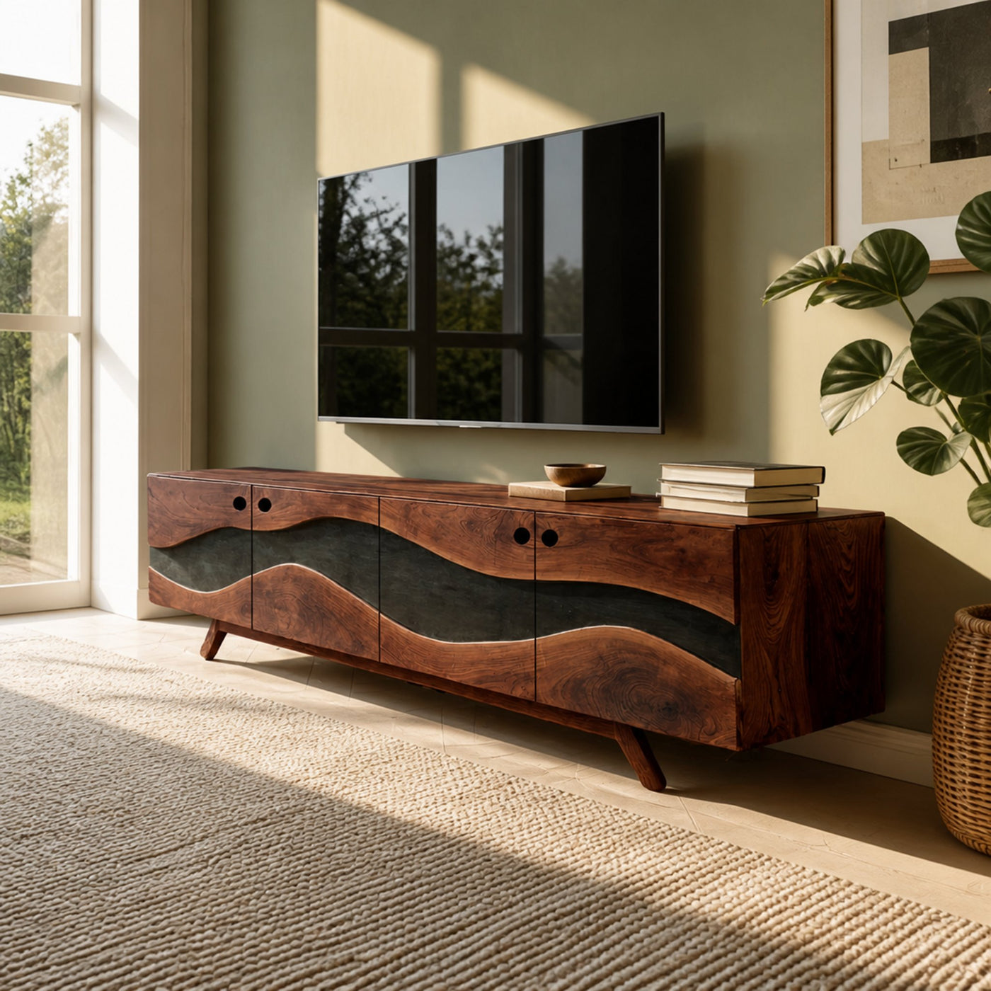 Modern Live Edge TV Cabinet For Entryway Design - product view 6