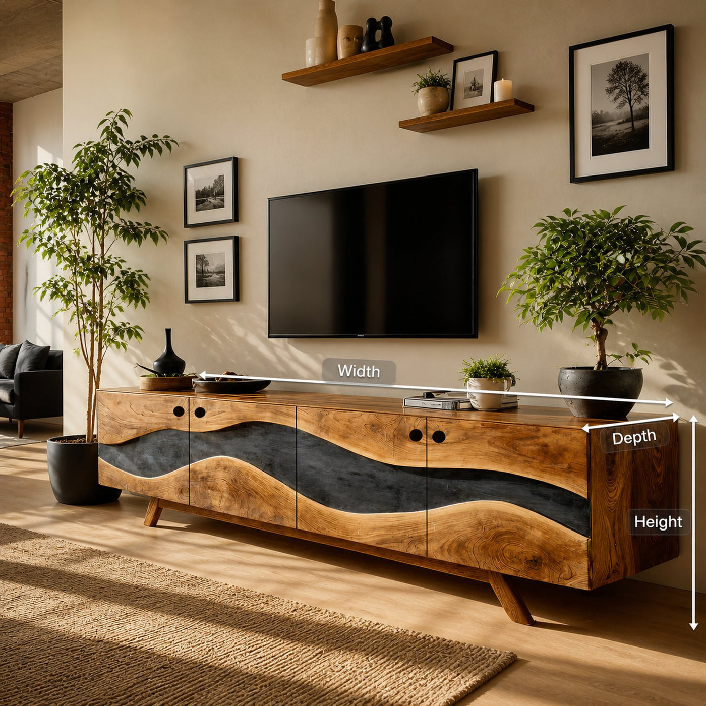 Modern Live Edge TV Cabinet For Entryway Design - product view 7