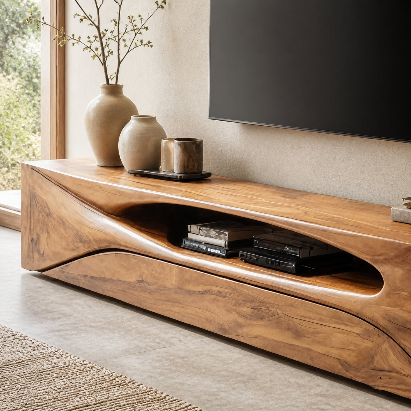 Modern Live Edge TV Console For Living Room - product view 3