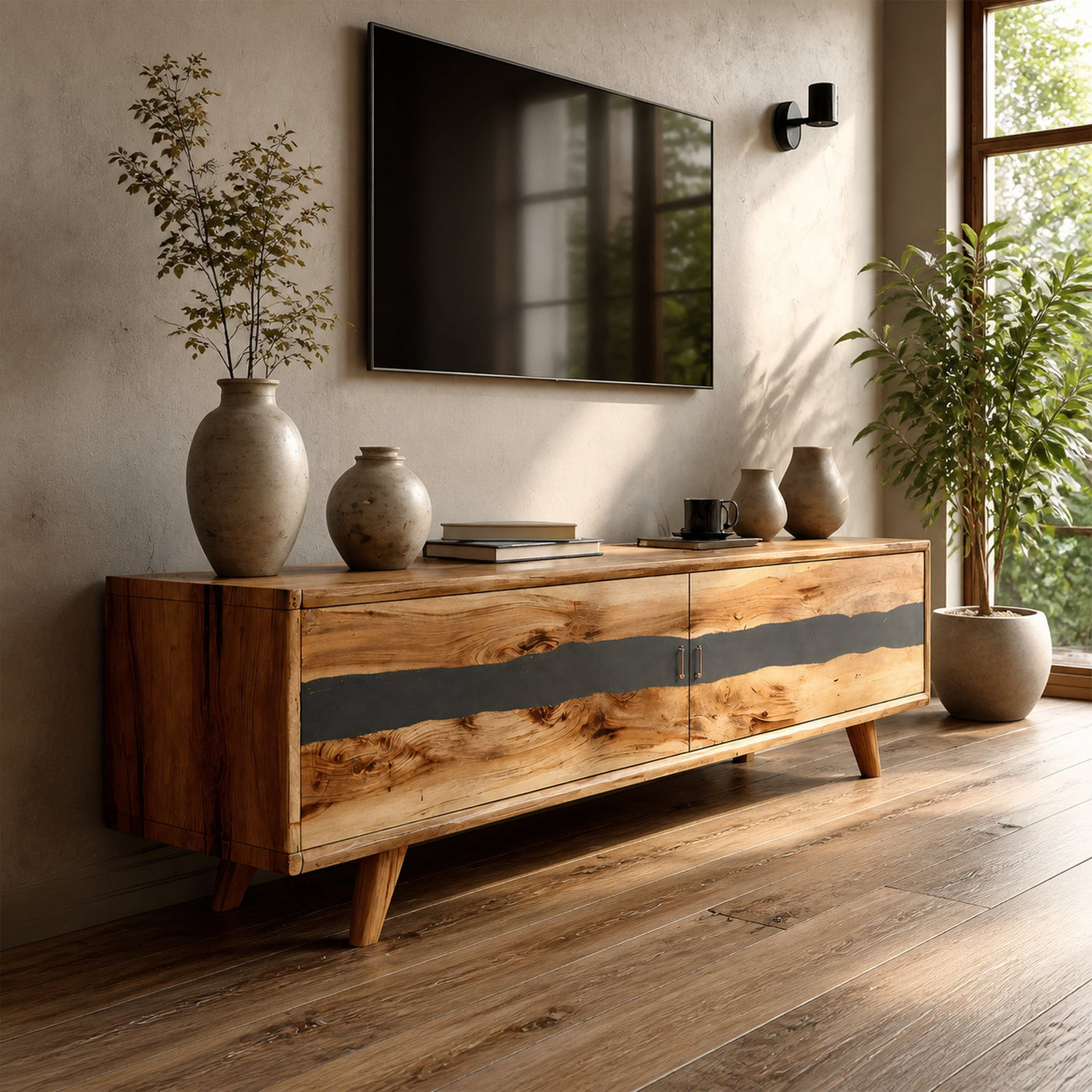 Modern Live Edge TV Stand For Bedroom Furniture