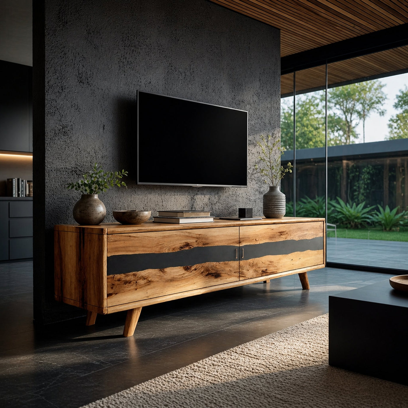 Modern Live Edge TV Stand For Bedroom Furniture - product view 2