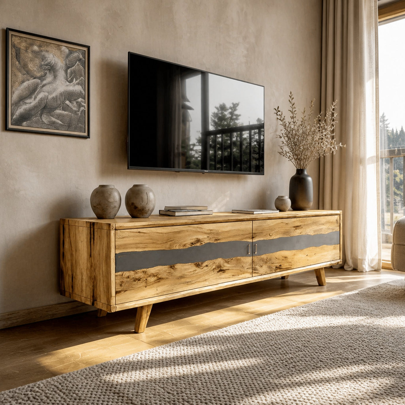 Modern Live Edge TV Stand For Bedroom Furniture - product view 4