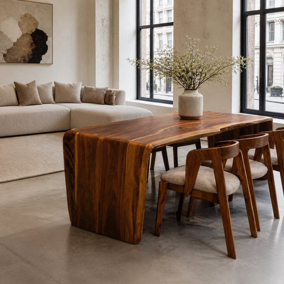 Plainline Estuary Solid Wood Dining Table with Waterfall Sides