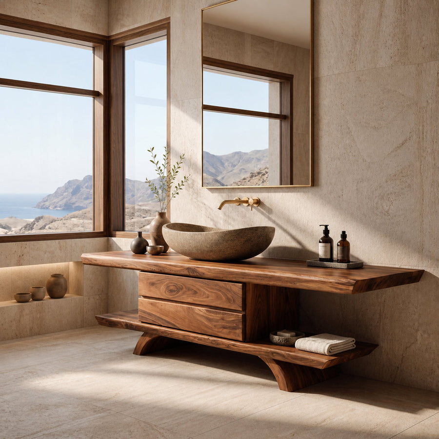 Modern Natural Wood Bathroom Vanity For Bathroom Storage
