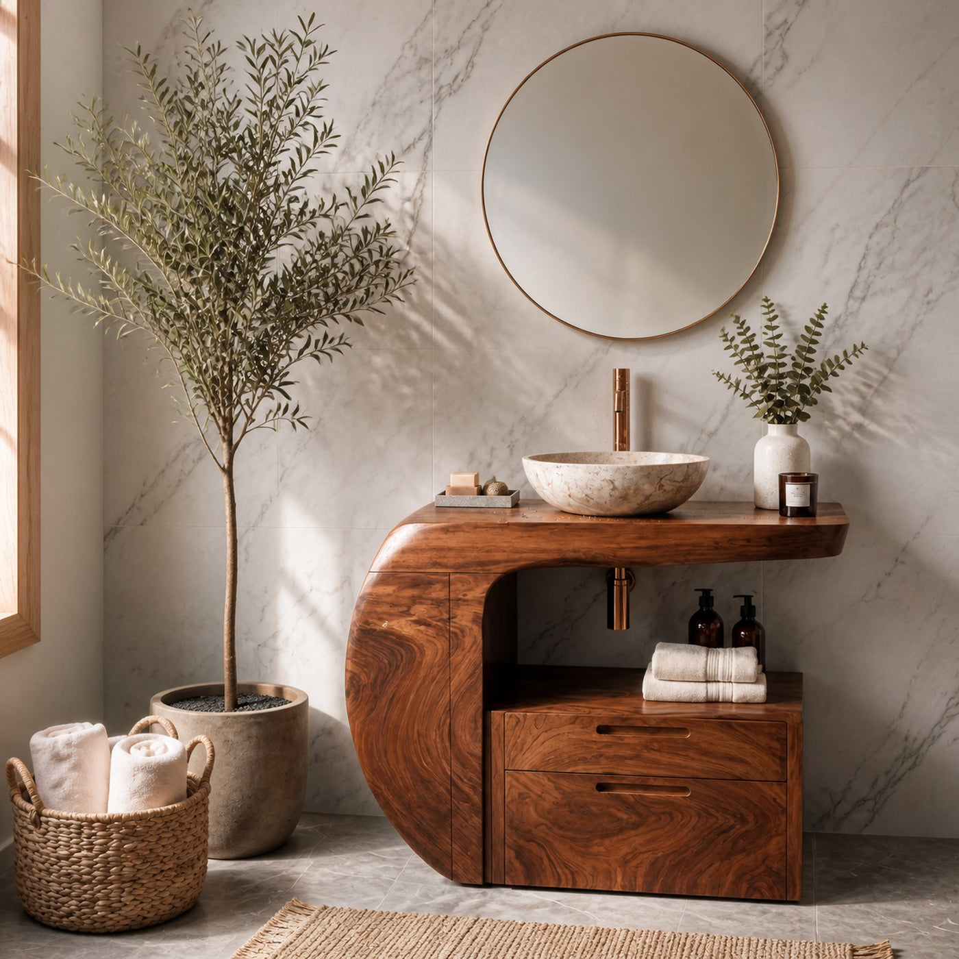 Modern Organic Bathroom Vanity With Storage For Bathroom