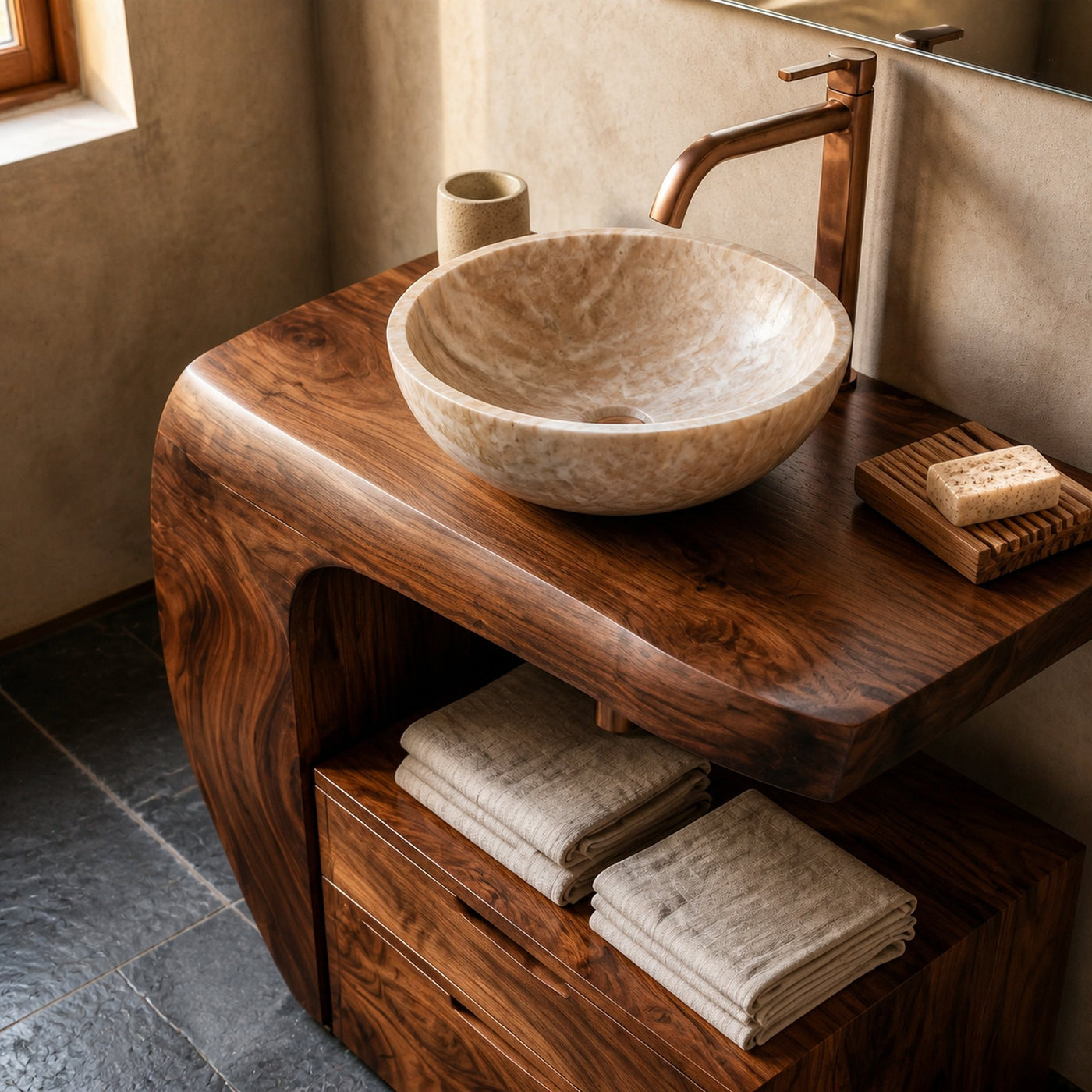 Modern Organic Bathroom Vanity With Storage For Bathroom - product view 2