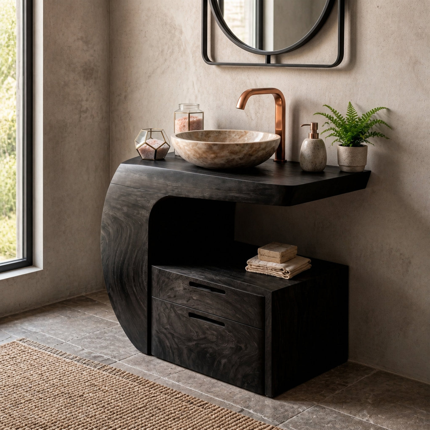 Modern Organic Bathroom Vanity With Storage For Bathroom - product view 4