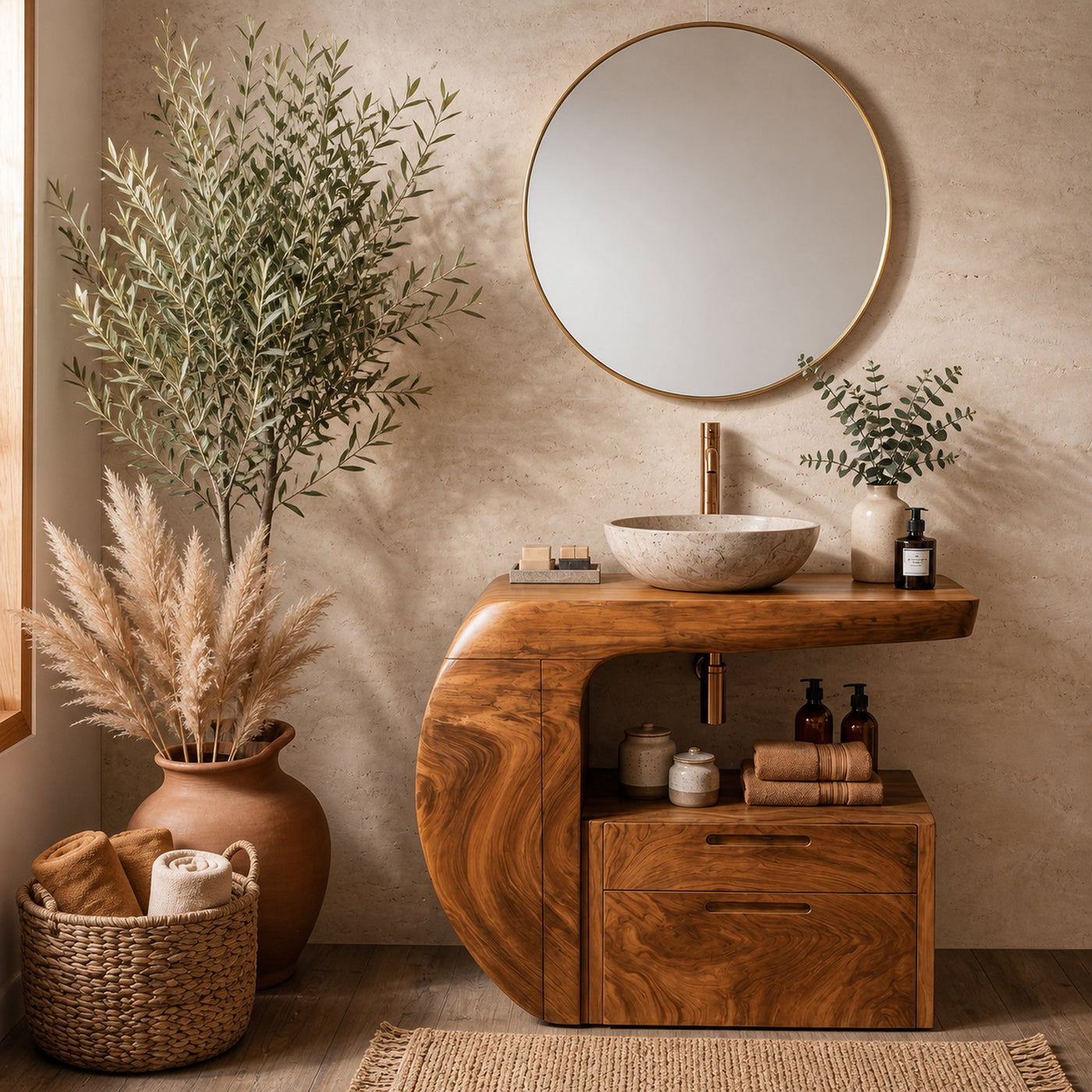 Modern Organic Bathroom Vanity With Storage For Bathroom - product view 6