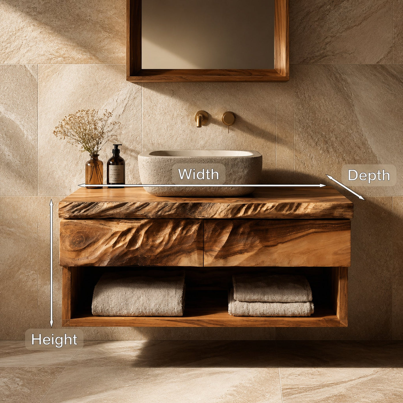 Modern Organic Floating Wooden Bathroom Vanity For Bathroom - product view 8