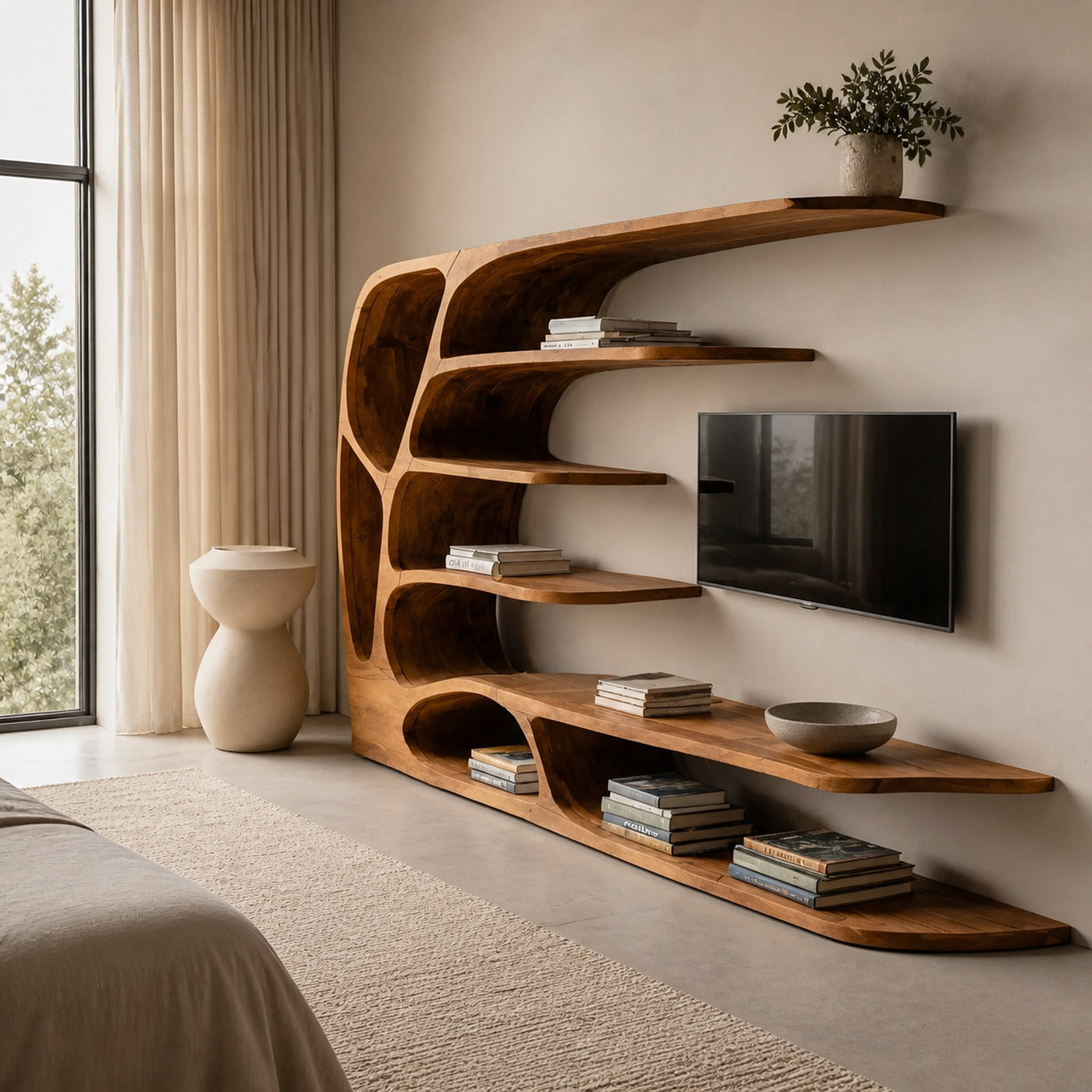 Modern Organic TV Display Shelf For Living Room