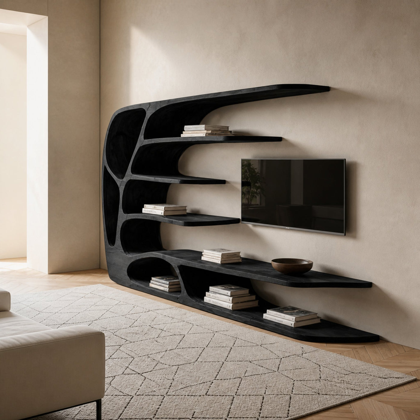 Modern Organic TV Display Shelf For Living Room - product view 4