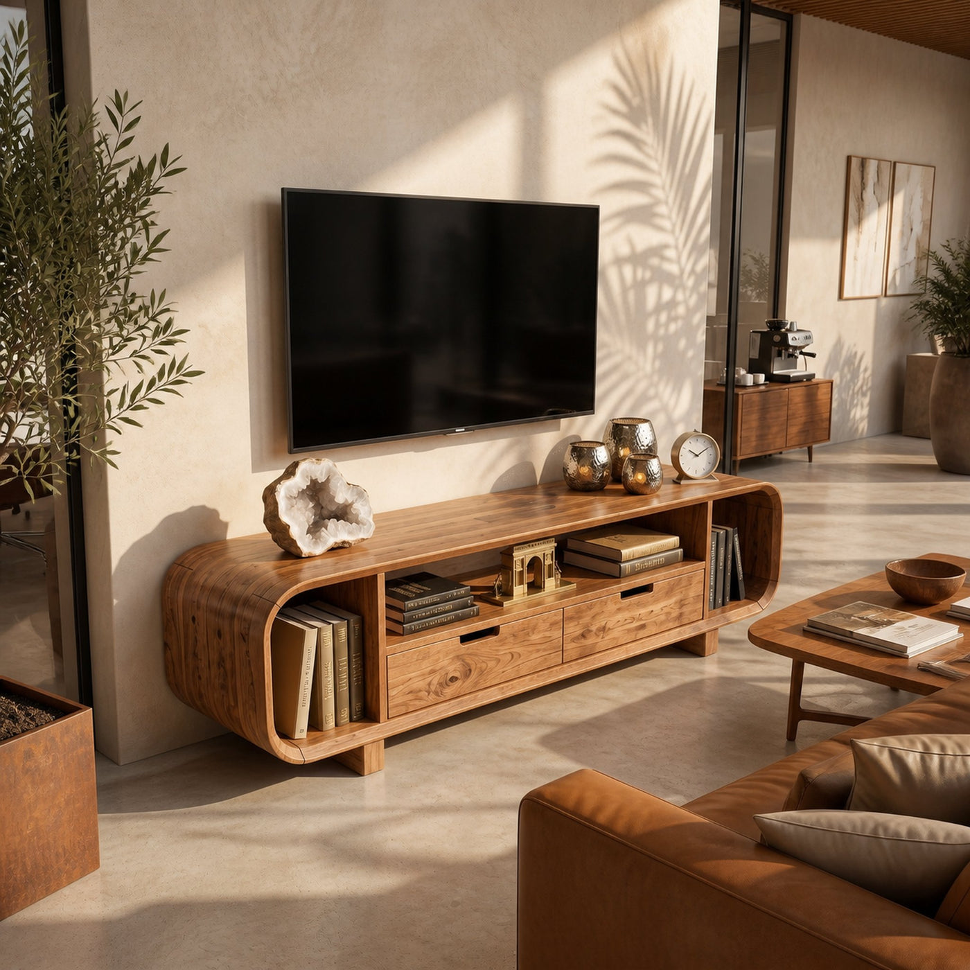 Modern Organic TV Stand For Desert Courtyard Living Room - product view 2