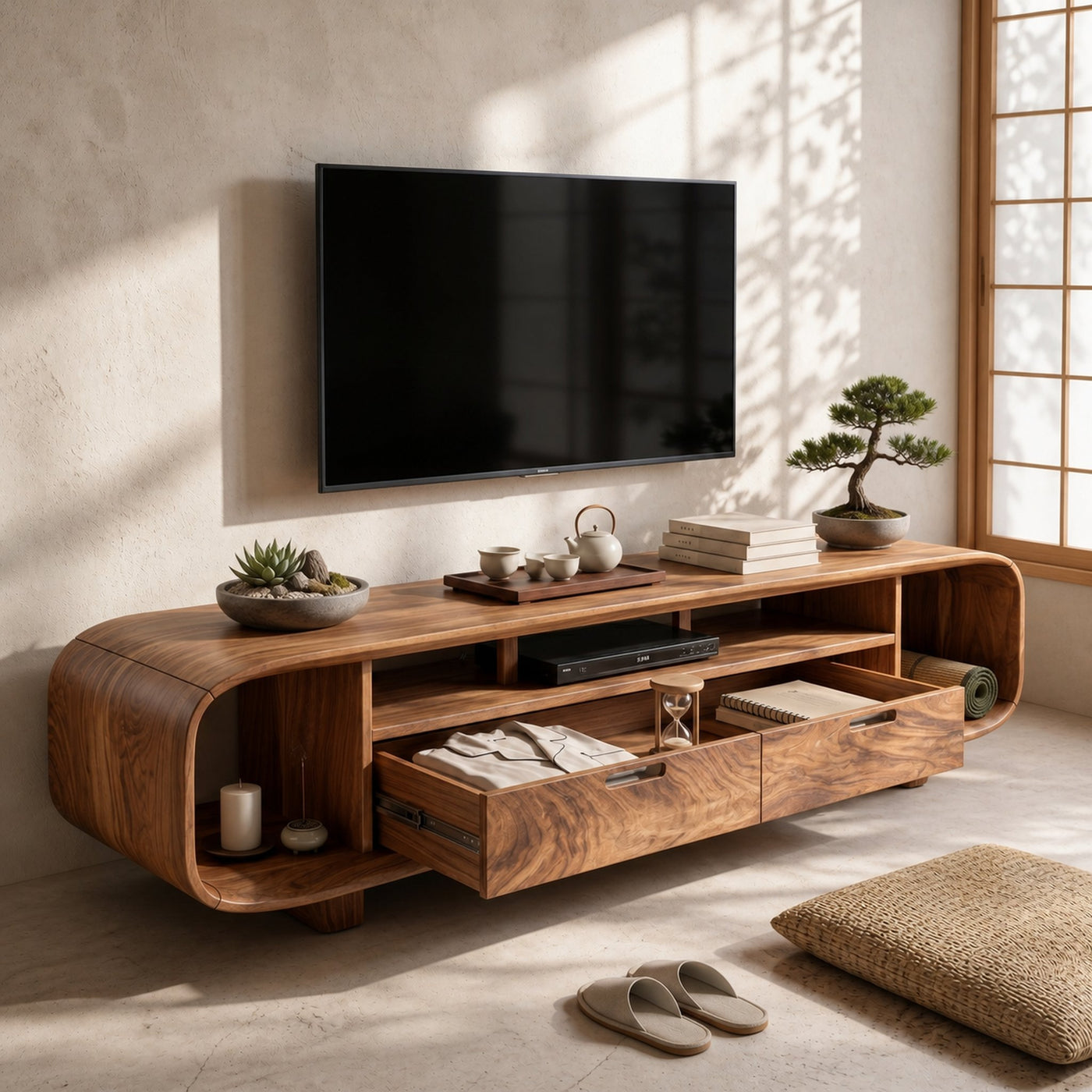 Modern Organic TV Stand For Desert Courtyard Living Room - product view 3
