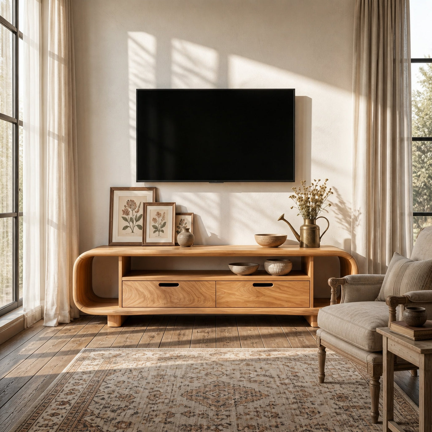 Modern Organic TV Stand For Desert Courtyard Living Room - product view 5