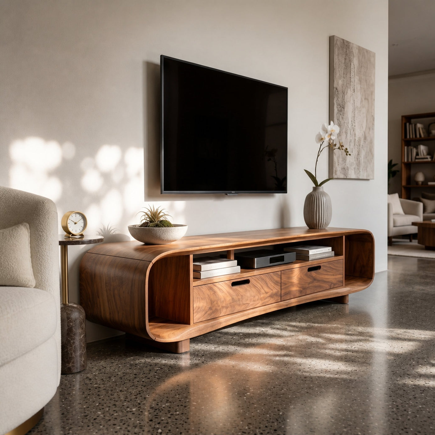 Modern Organic TV Stand For Desert Courtyard Living Room - product view 6