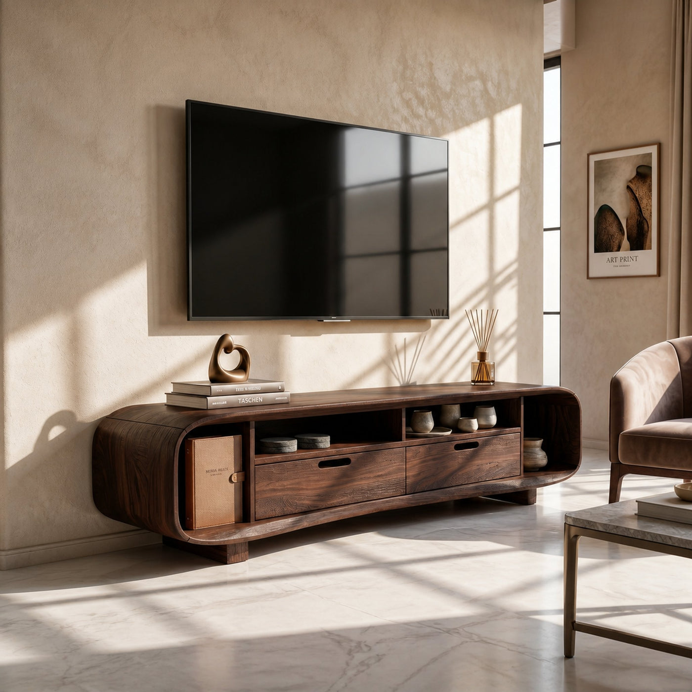 Modern Organic TV Stand For Desert Courtyard Living Room - product view 7