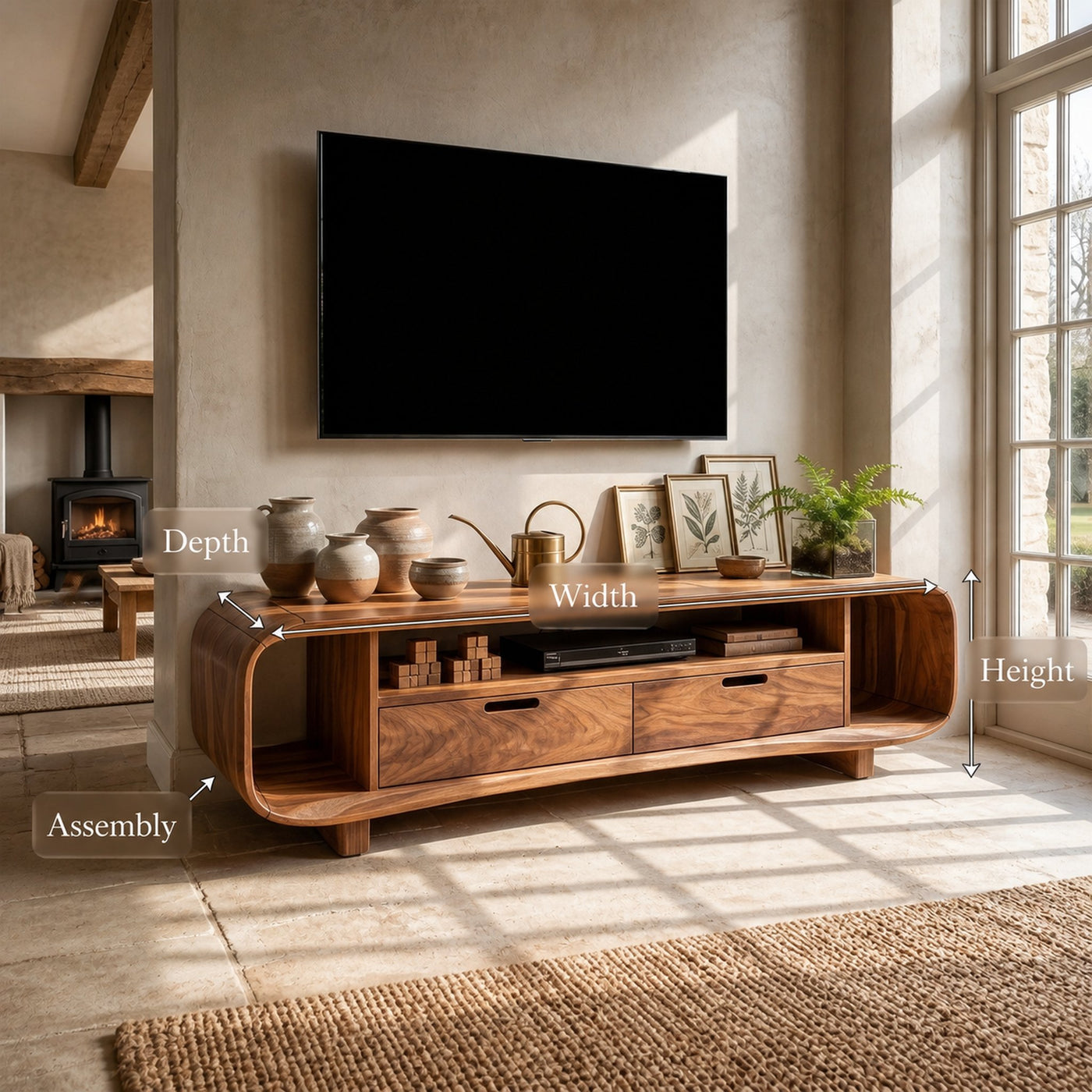 Modern Organic TV Stand For Desert Courtyard Living Room - product view 8