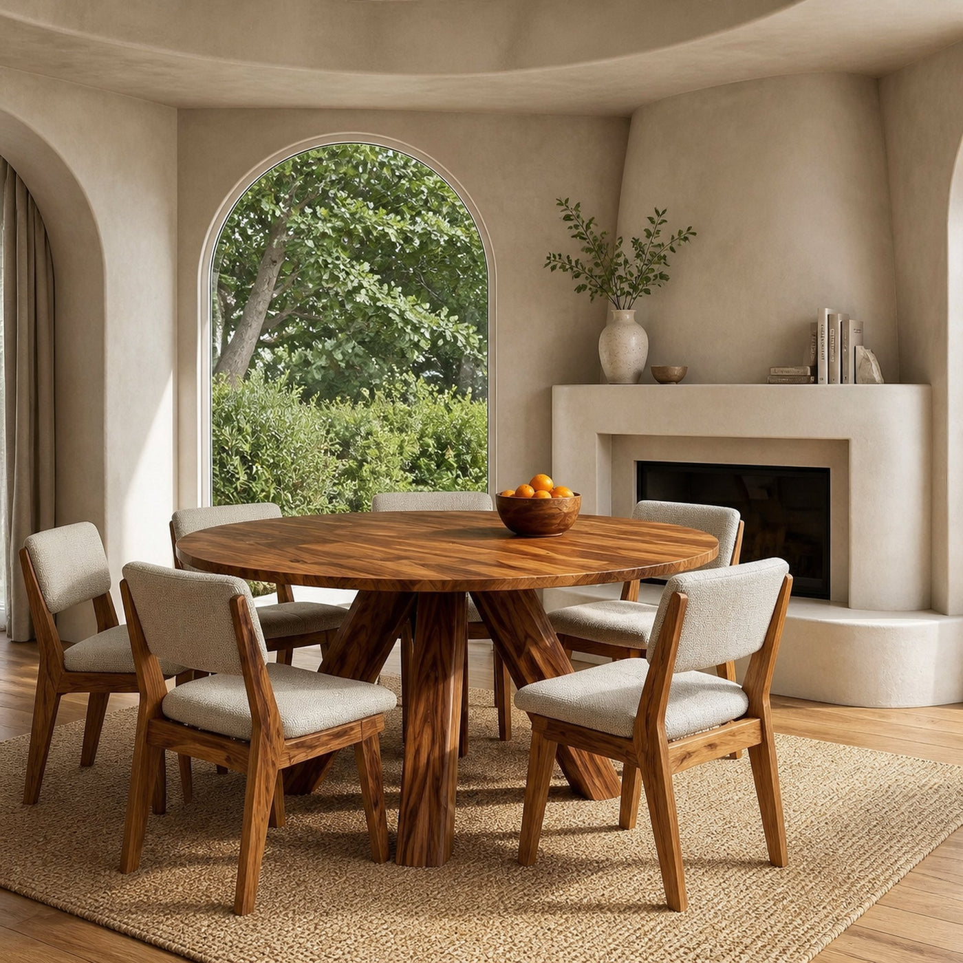 Modern Round Natural Wood Dining Table For Dining Room