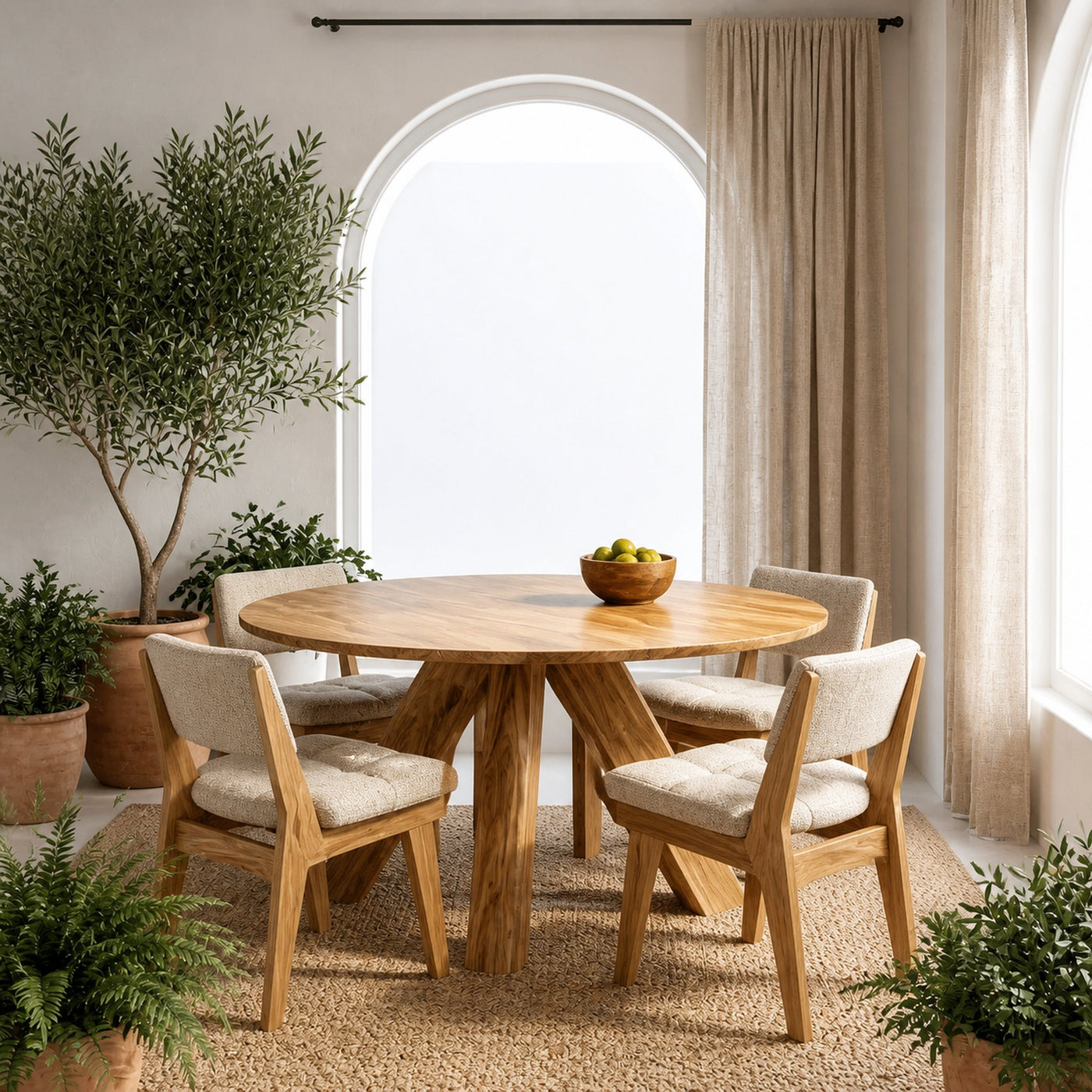 Modern Round Natural Wood Dining Table For Dining Room - product view 5
