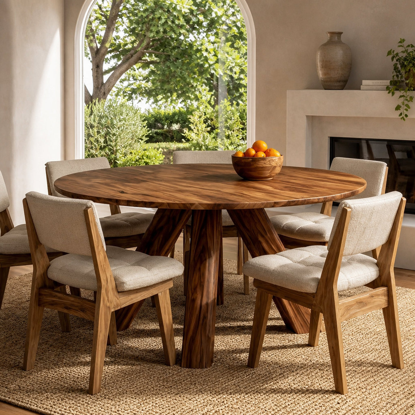 Modern Round Natural Wood Dining Table For Dining Room - product view 6