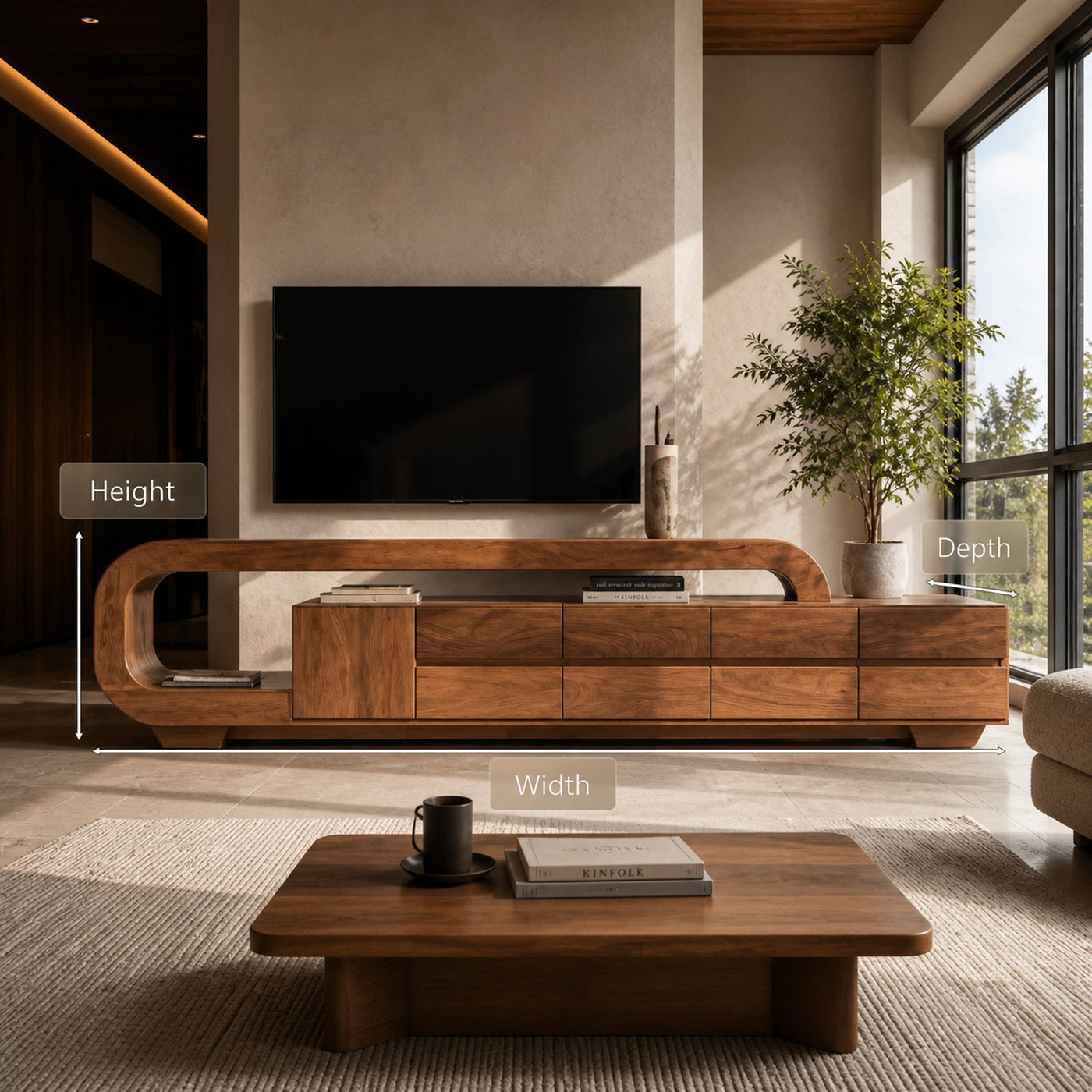 Modern Sculpted TV Console With Open Frame For Living Room - product view 7