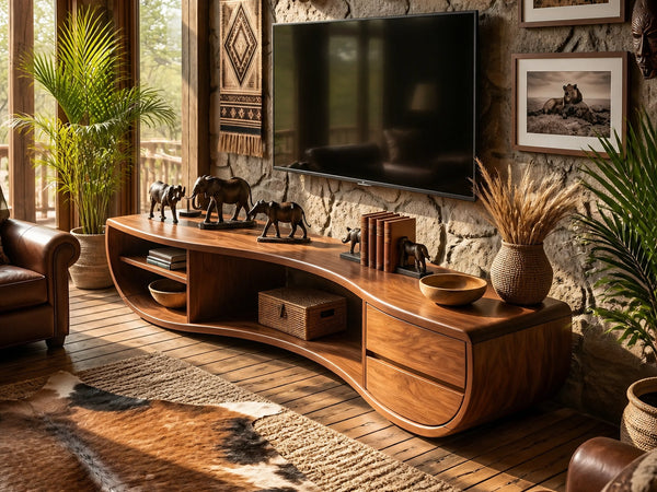 Modern Sculpted TV Stand For Media Corner