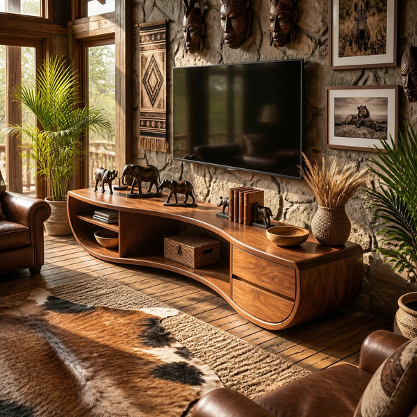 Modern Sculpted TV Stand For Media Corner