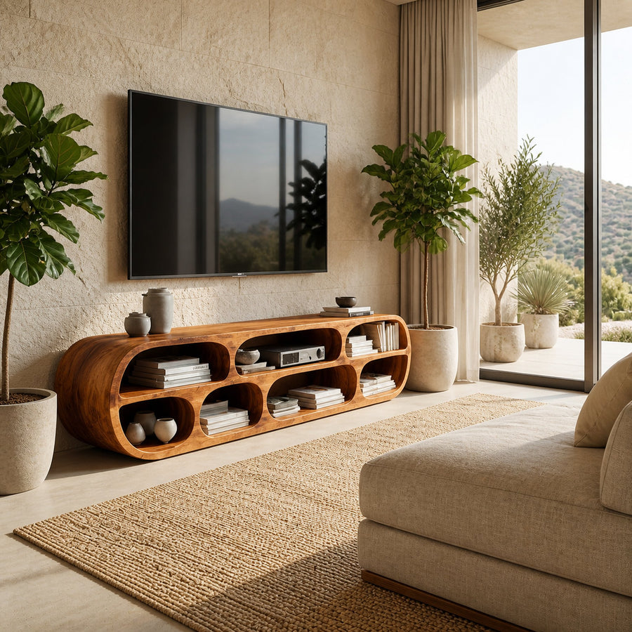 Modern Sculptural TV Console For Living Room
