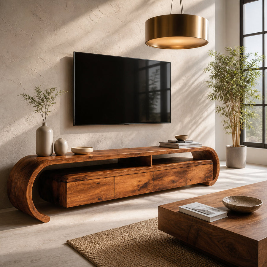 Modern Sculptural TV Console For Media Furniture