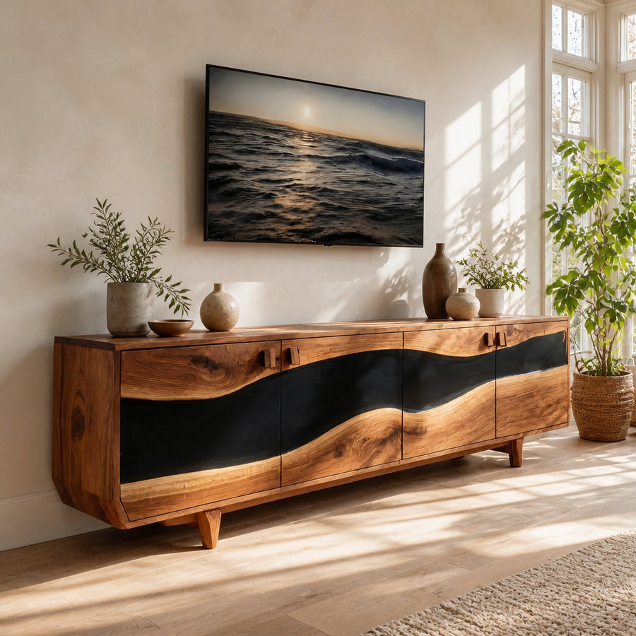 Modern Solid Wood TV Console For Minimalist Living Room