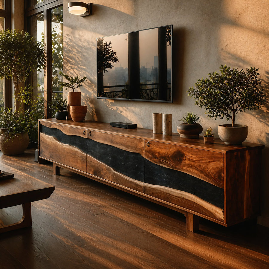 Modern Solid Wood TV Unit For Living Room Decor