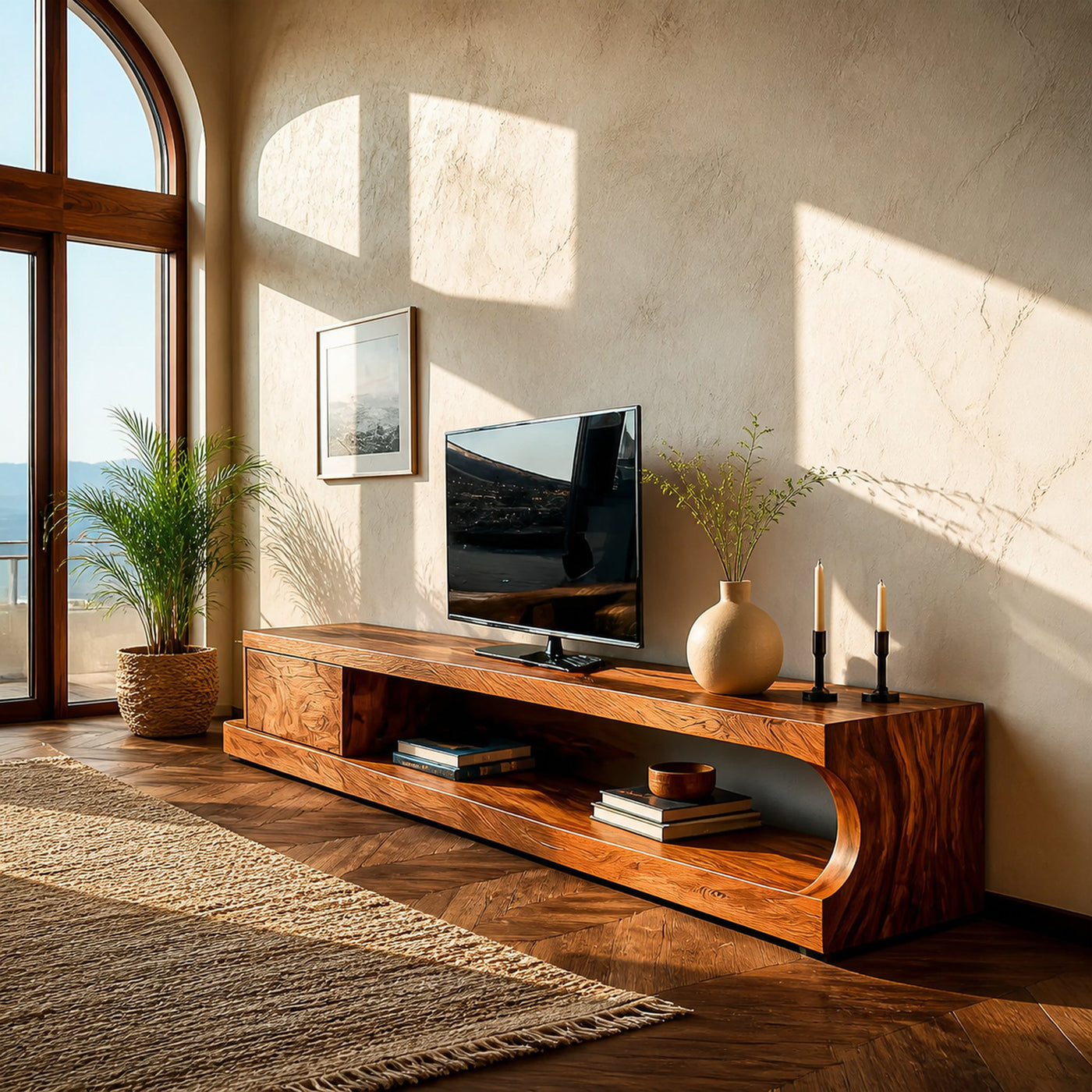 Modern TV Cabinet With Shelves And Drawers For Living Room