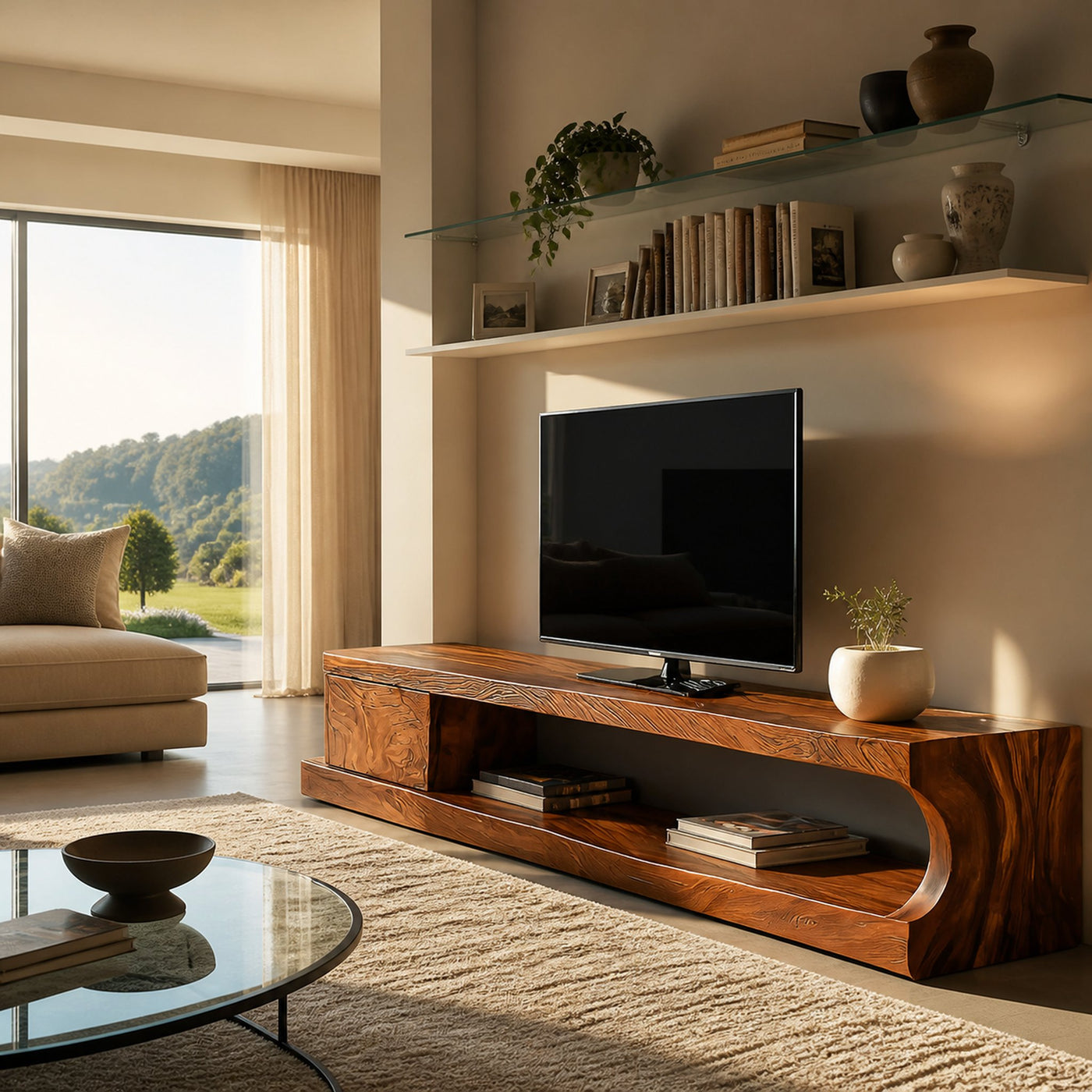 Modern TV Cabinet With Shelves And Drawers For Living Room - product view 2
