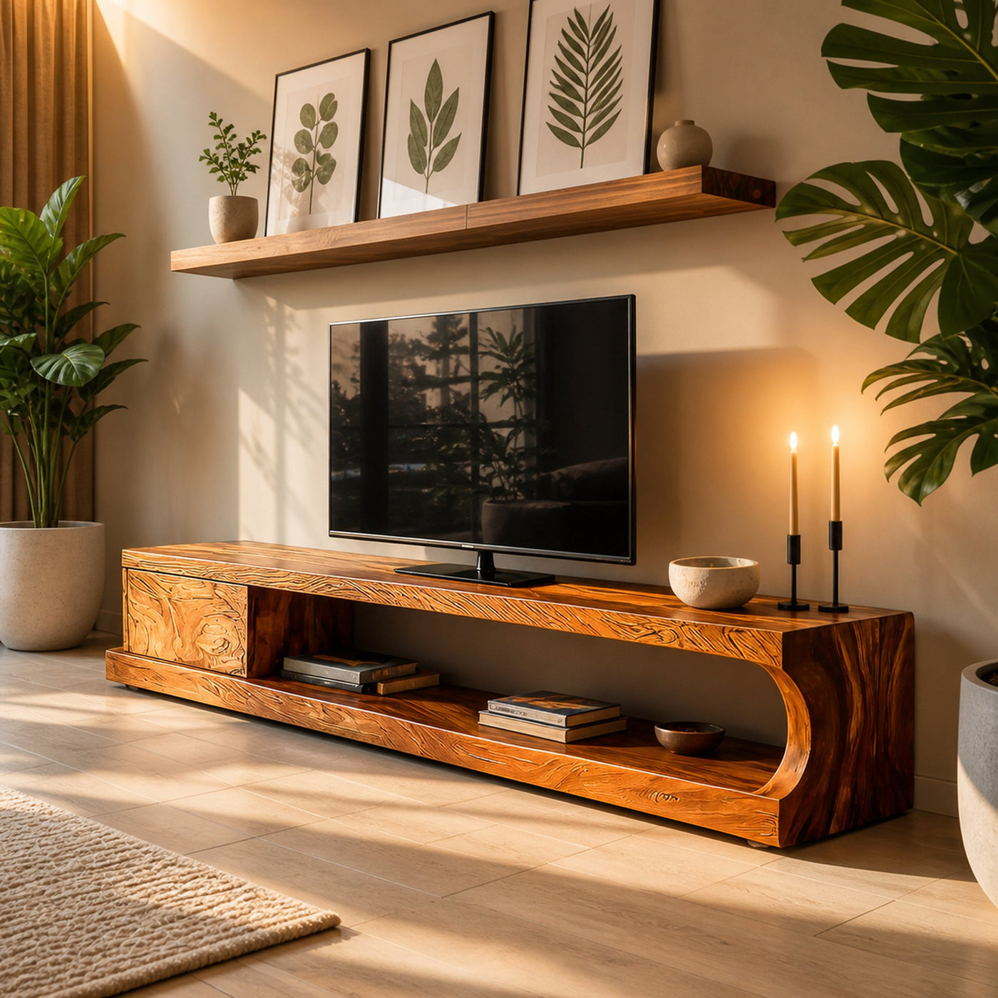 Modern TV Cabinet With Shelves And Drawers For Living Room - product view 3