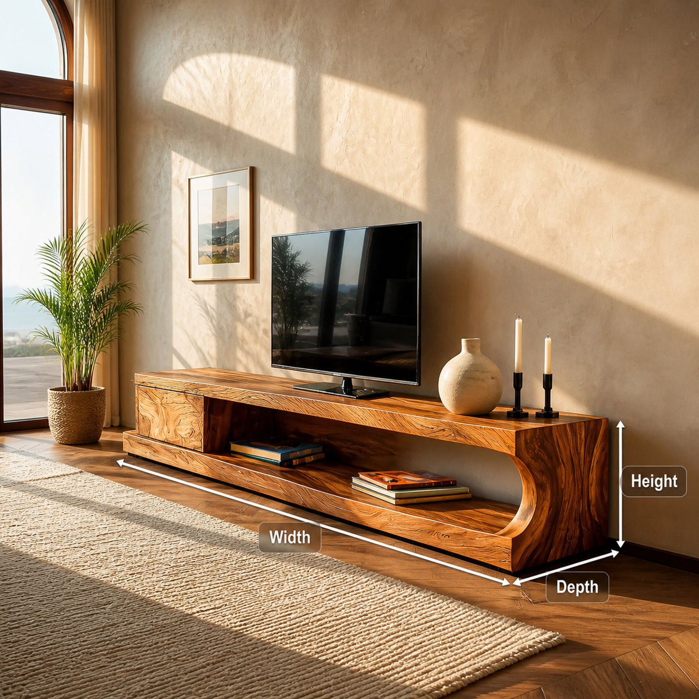 Modern TV Cabinet With Shelves And Drawers For Living Room - product view 8