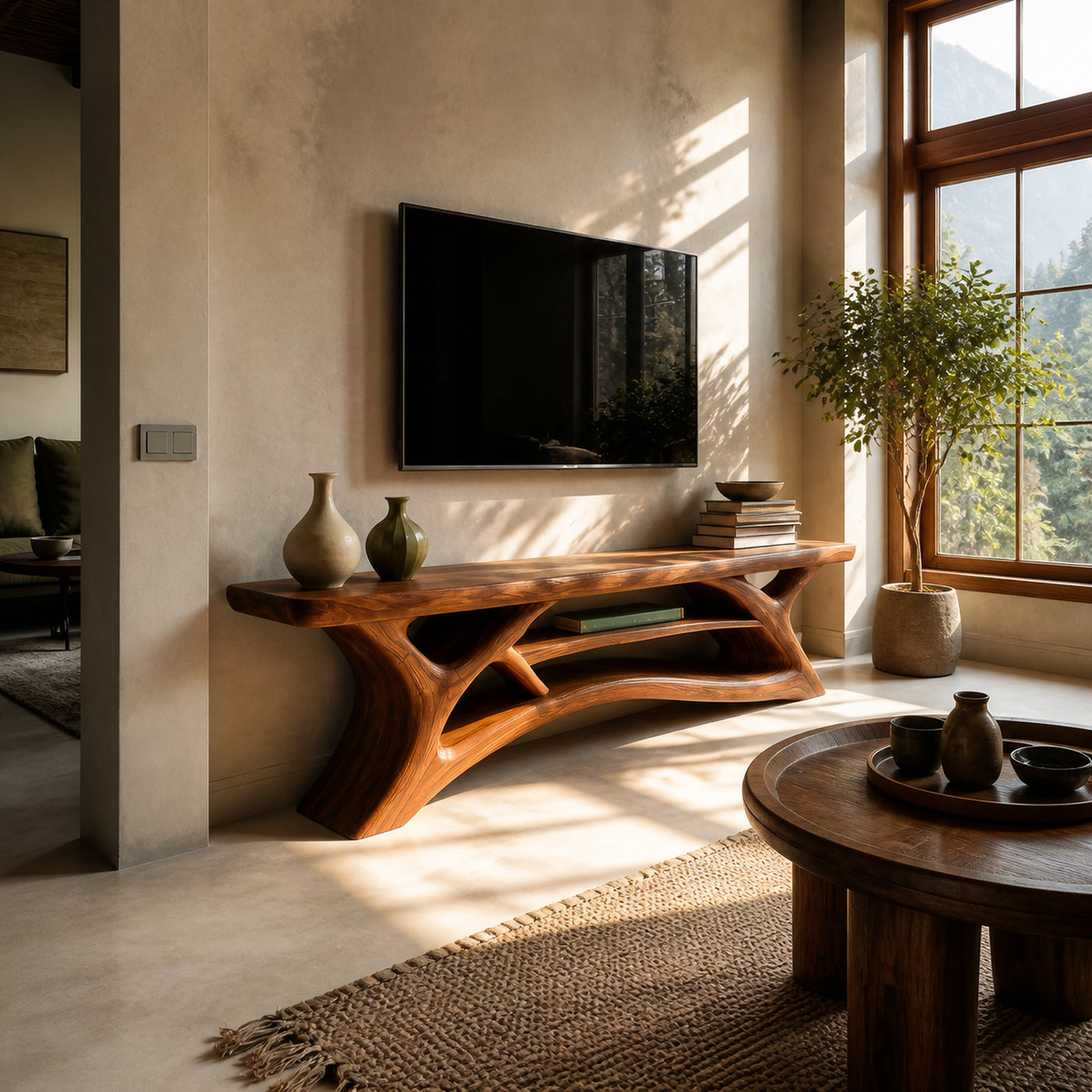 Modern TV Shelf Multi-tiered Design For Living Decor
