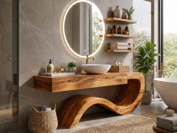 Driftform Starfield Solid Wood Bathroom Vanity with Open Base