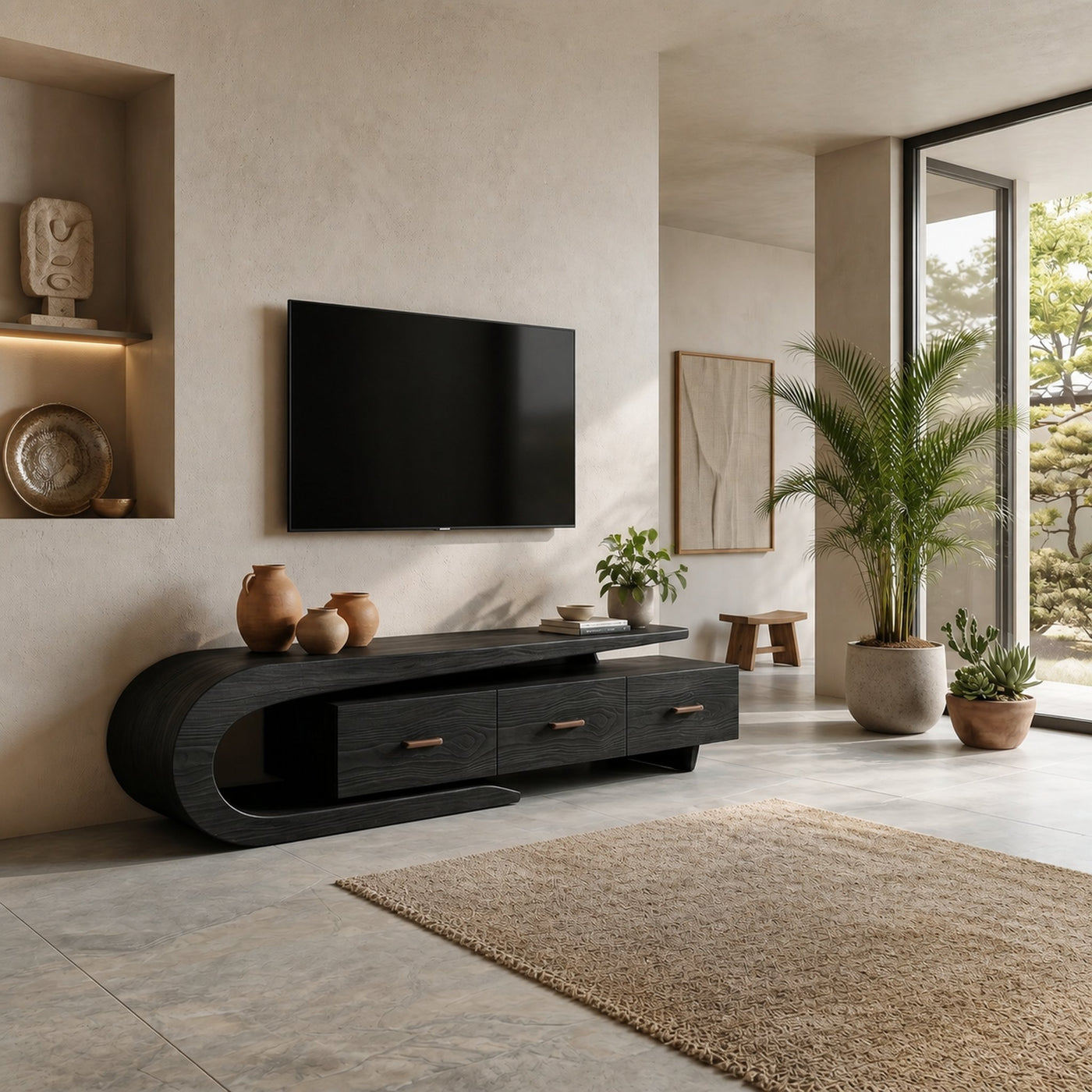 Modern Wood TV Cabinet With 3 Cabinet Systems For Home - product view 4